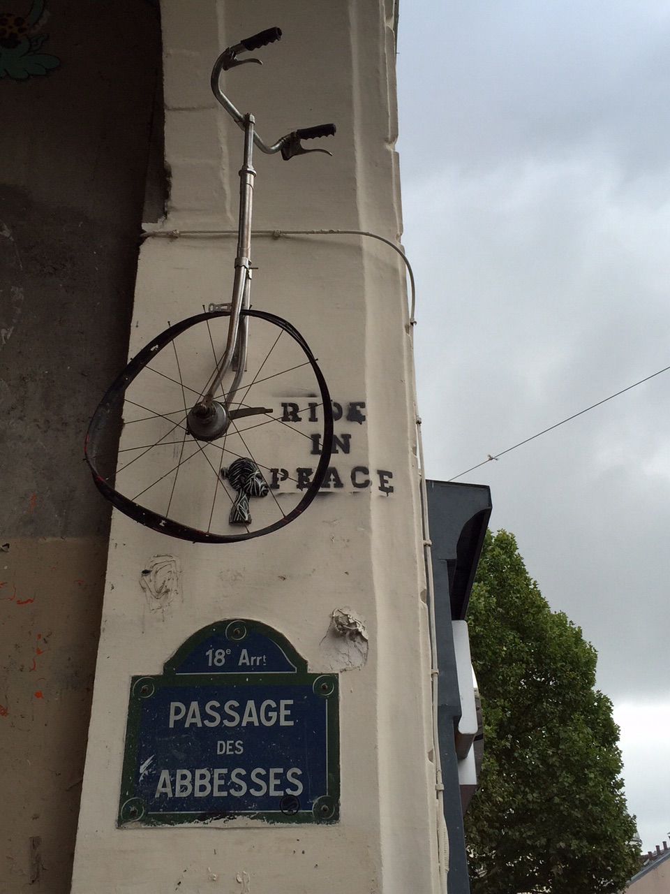 Broken unicycle sculpture art on the streets