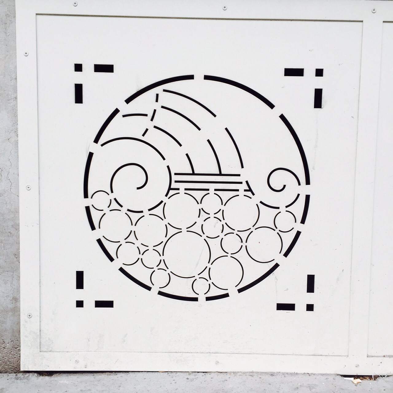 This grate features designs that could be free motion quilting.  
