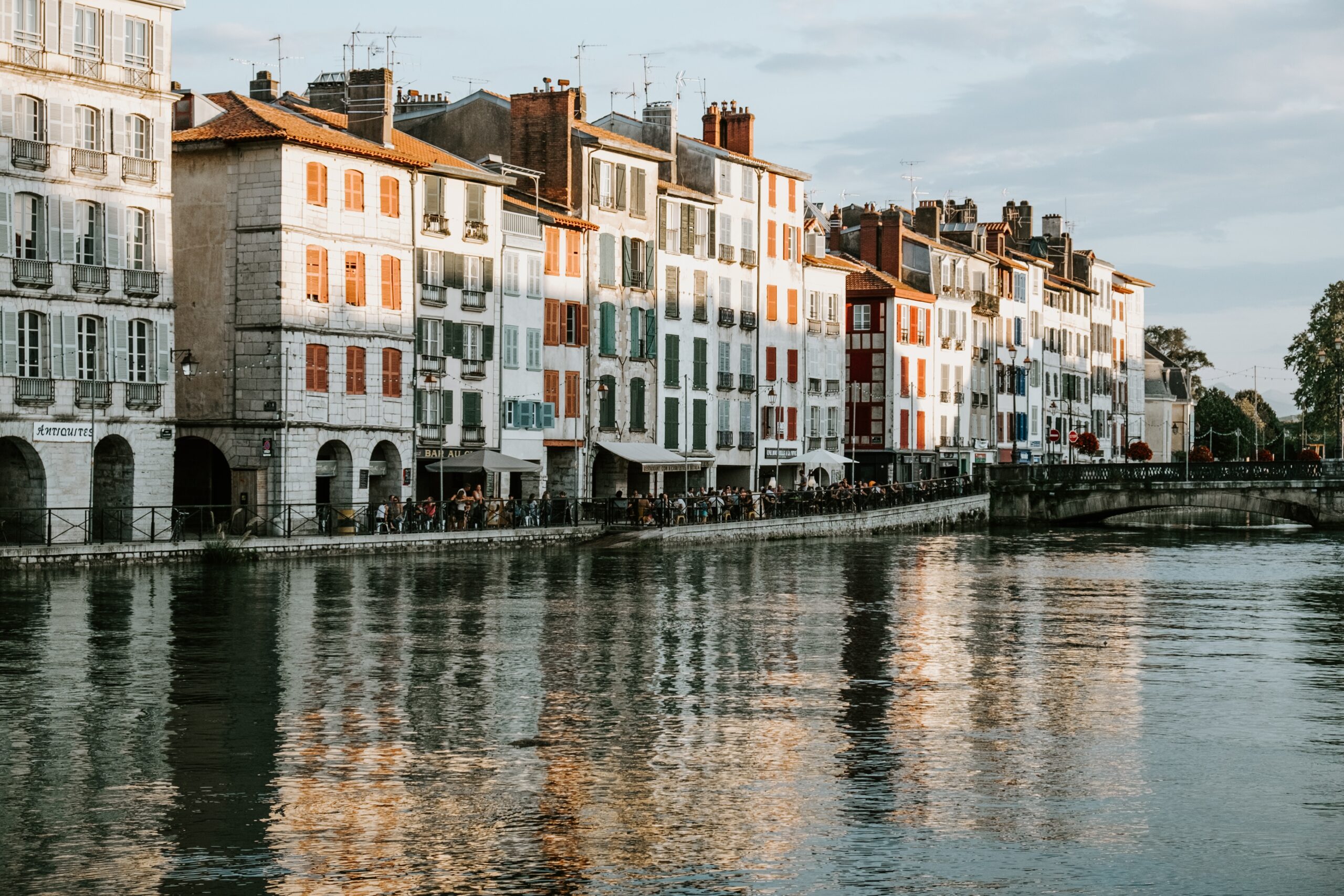 Bayonne, France, buildings along the river