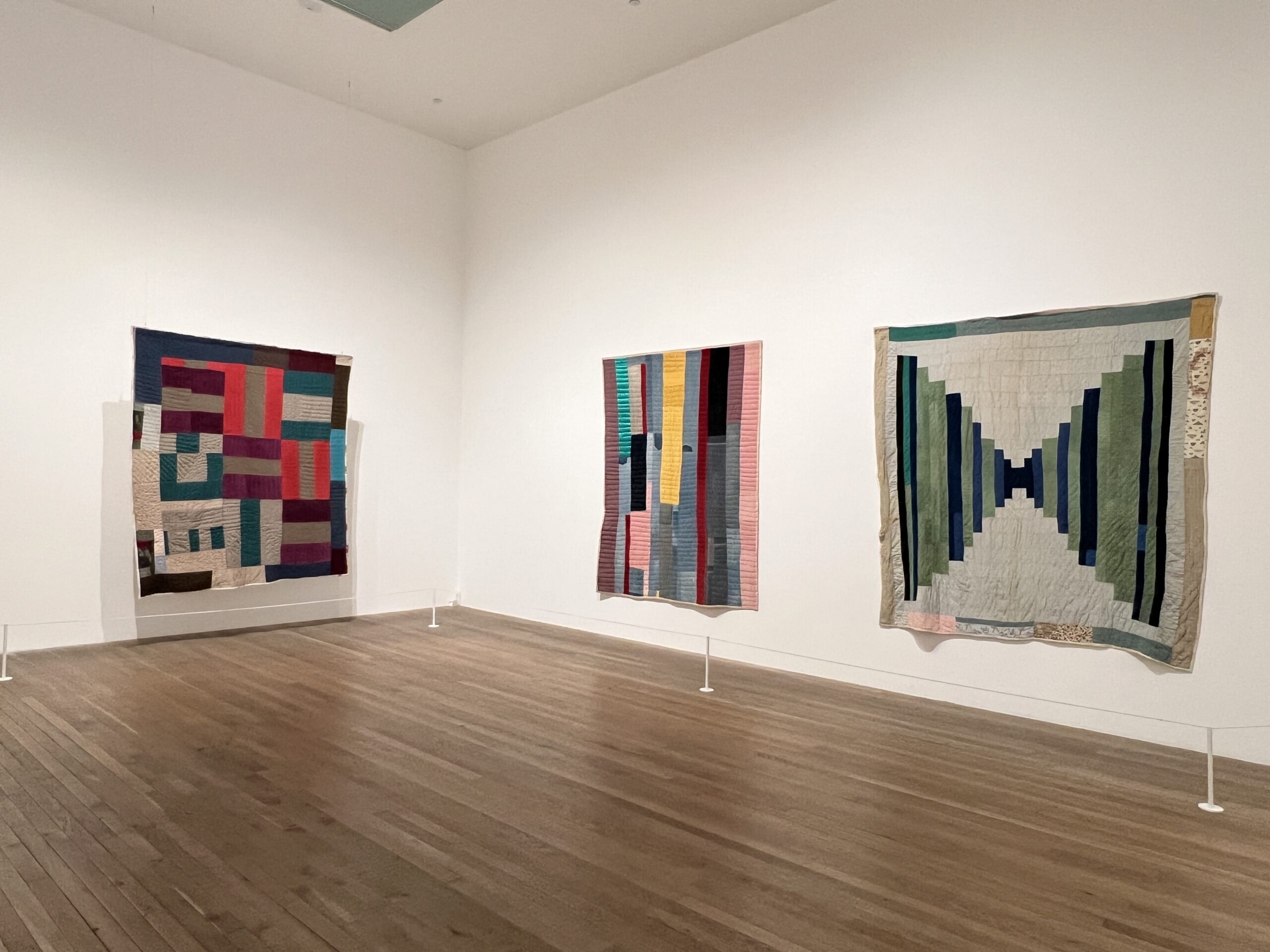 Three Gees Bend quilts on display at the Tate Modern